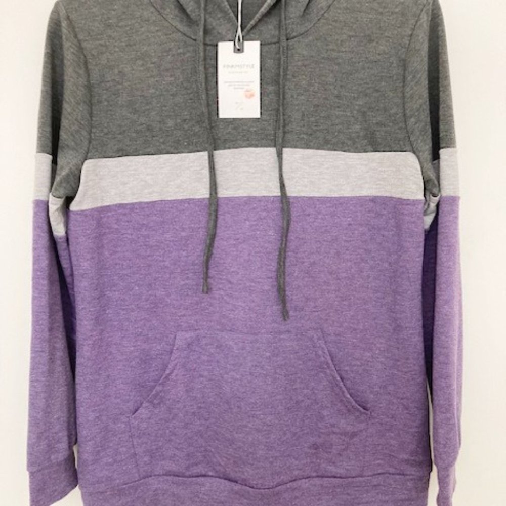 PinkMStyle Women's Color Block Hoodie - Size L